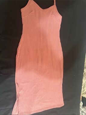 Say What? Ribbed Midi Bodycon Dress - Dusty Rose #0021